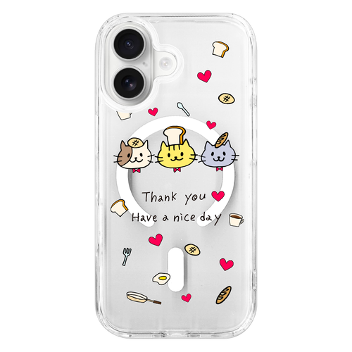 ねこぱんトリオ  iPhone17 MagSafe対応 耐衝撃クリアケース iPhone17 MagSafe対応 耐衝撃クリアケース