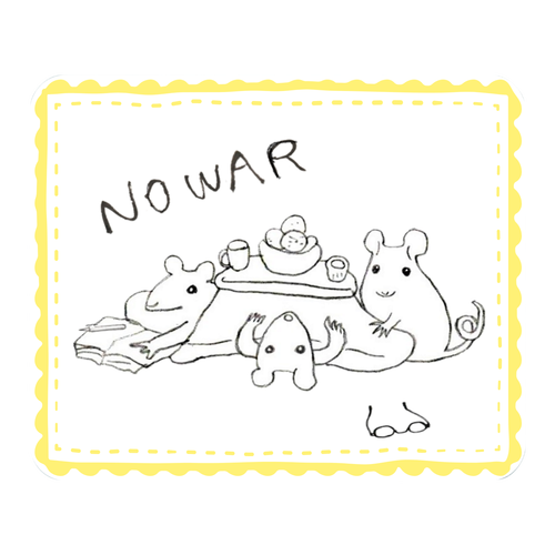 NOWARねずみ　だんらん図 ソフトマウスパッド スクエア ラージ
