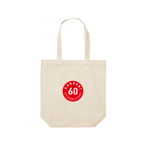KANREKI・60・還暦・円形 レギュラーキャンバストートバッグ(M) (フルカラー転写プリント)