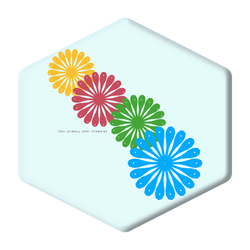 四原色花火 アクリルコースター 六角形