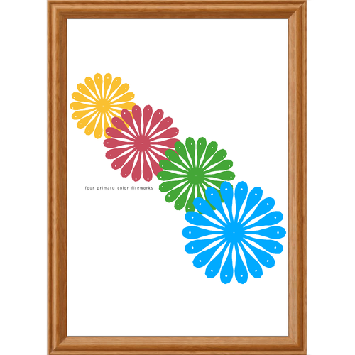 四原色花火 アートデザインパネル (A4 光沢紙)