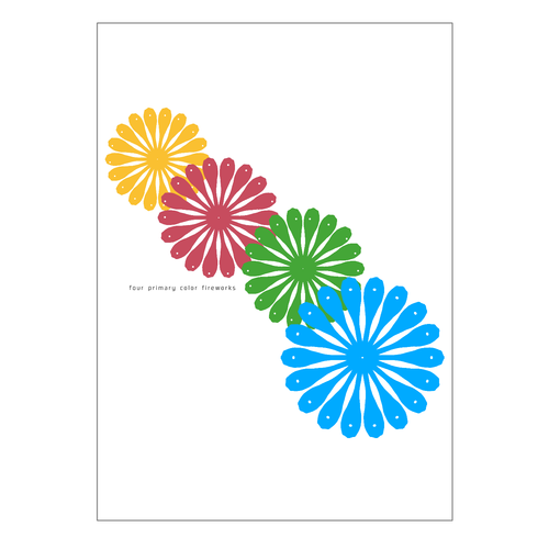 四原色花火 オリジナル台紙（OPP袋付）