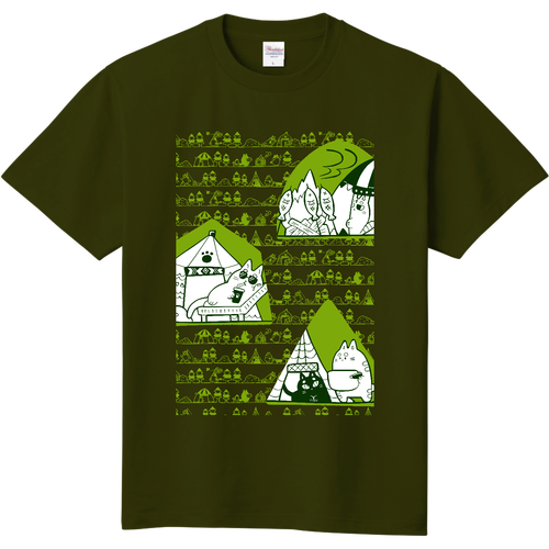 「猫とキャンプと森の中」Tシャツ 定番Ｔシャツ