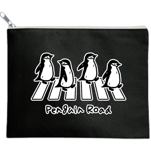 Penguin Road ペンギンロード ヒゲペンギン キャンバスポーチ（M）【白プリント有】