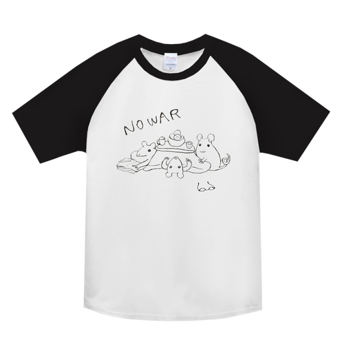 NOWARねずみ　だんらん図 ヘビーウェイトラグランＴシャツ