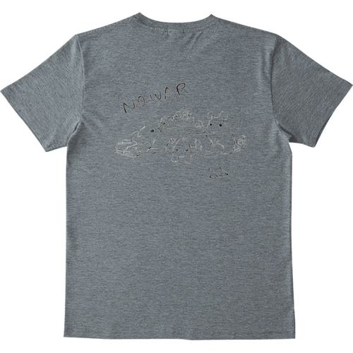 NOWARねずみ　だんらん図　背面プリント トライブレンドTシャツ
