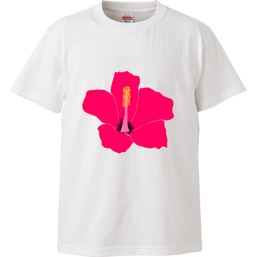 南国デザイン「ハイビスカスレッド」 ハイクオリティーTシャツ