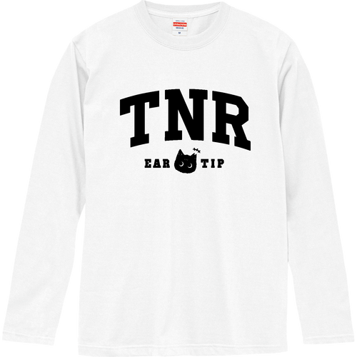 TNR活動 さくらねこ カレッジ風 BK ロングスリーブTシャツ