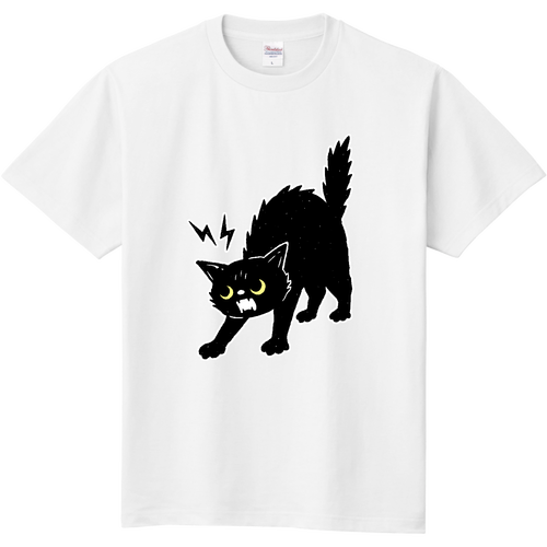 威嚇モードの黒猫くん type01 Tシャツ｜Qroovy（クルービー） - オリ