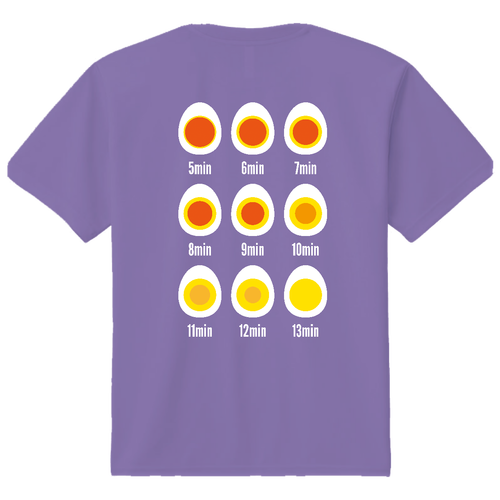 【背面プリント】ゆで卵早見表 ドライＴシャツ