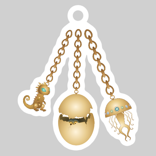 Gold 3-アンティーク ダイカットアクリルキーホルダー(6×6cm)