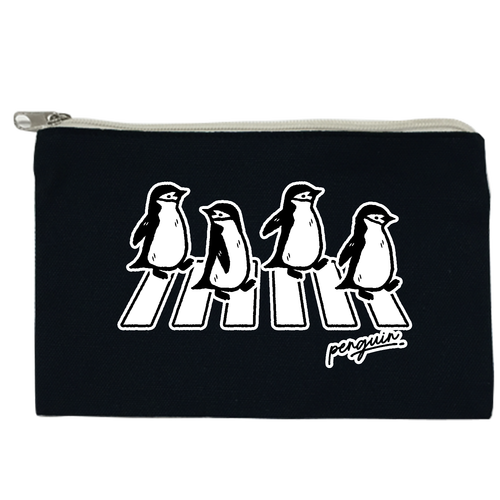 Penguin Road ペンギンロード ヒゲペンギン（タイトル文字無し） キャンバスポーチ(S)【白プリント有】