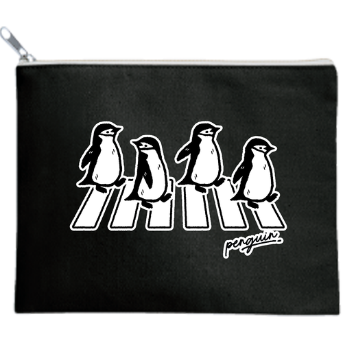 Penguin Road ペンギンロード ヒゲペンギン（タイトル文字無し） キャンバスポーチ（M）【白プリント有】