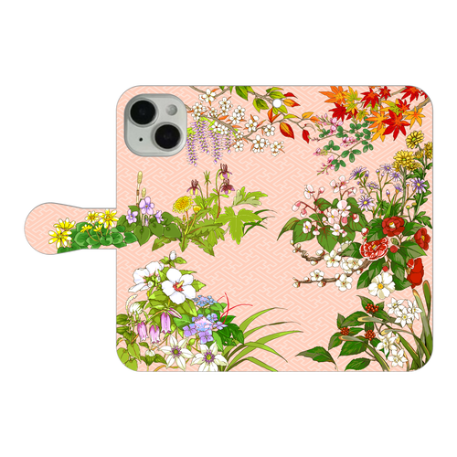 【アイテム変更可能】和風花柄スマホケース iPhone14 手帳型スマホケース