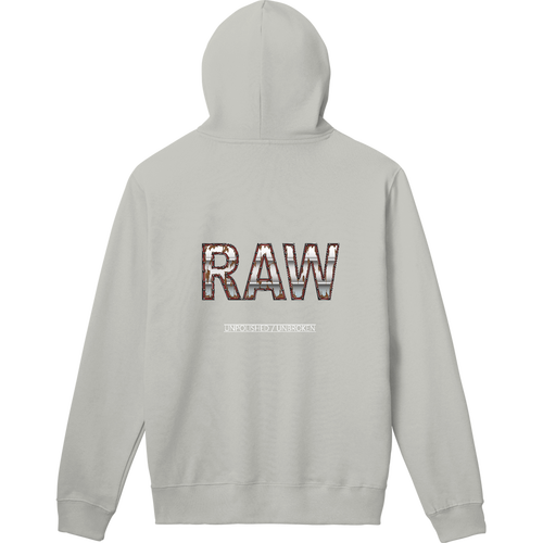 RAW — UNPOLISHED. UNBROKEN. 軽量プルパーカー (長袖プリント)