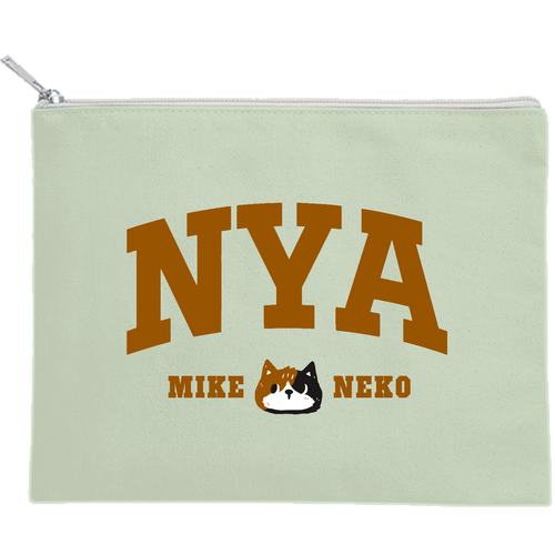 NYA 三毛猫くん カレッジロゴ LB キャンバスポーチ（M）【白プリント有】