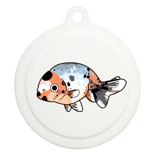 金魚イラスト　江戸錦 ラバーキーホルダー（ラウンド型）
