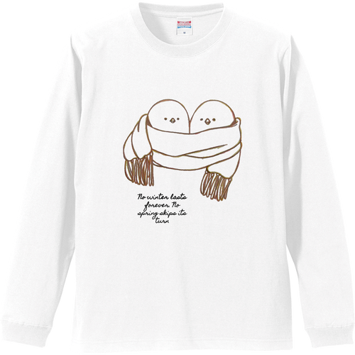 シマエナガ 冬 マフラー リブ付 ロングスリーブＴシャツ