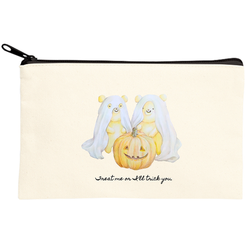 ハロウィン くま おばけ キャンバスポーチ(S)【白プリント有】