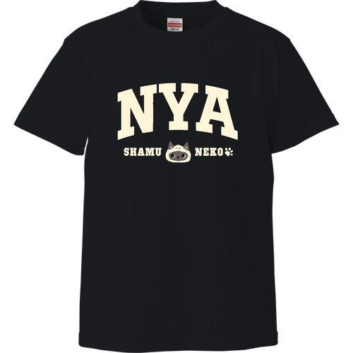 NYA シャム猫くん カレッジロゴ CR ハイクオリティーTシャツ