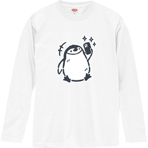 ゆるいヒゲペンギンくん 自撮り界隈 ロングスリーブTシャツ