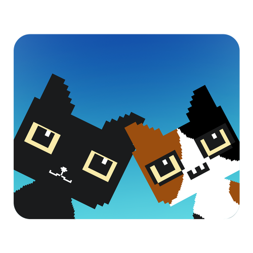 ねこ（ドット）三毛＆ブラック ソフトマウスパッド スクエア ラージ