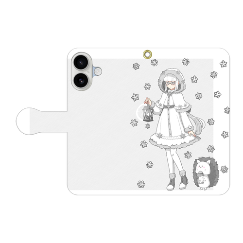 雪の結晶ちゃんのスマホケース 手帳型ベルト付きiPhone17